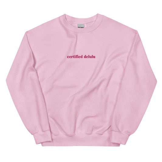 Pink Certified Delulu Sweatshirt (Embroidered)